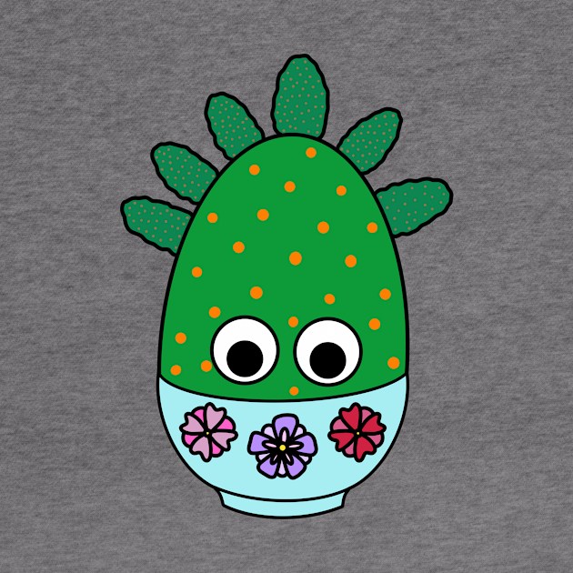 Cute Cactus Design #253: Tuna Cactus In Floral Bowl by DreamCactus